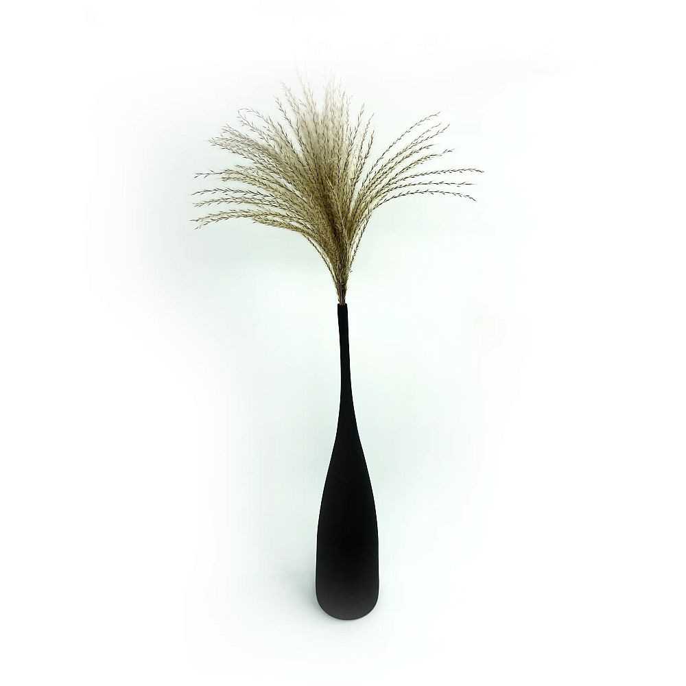 Decor black tall vase with dried grasses