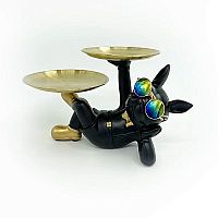 Decor black dog with gold plates image